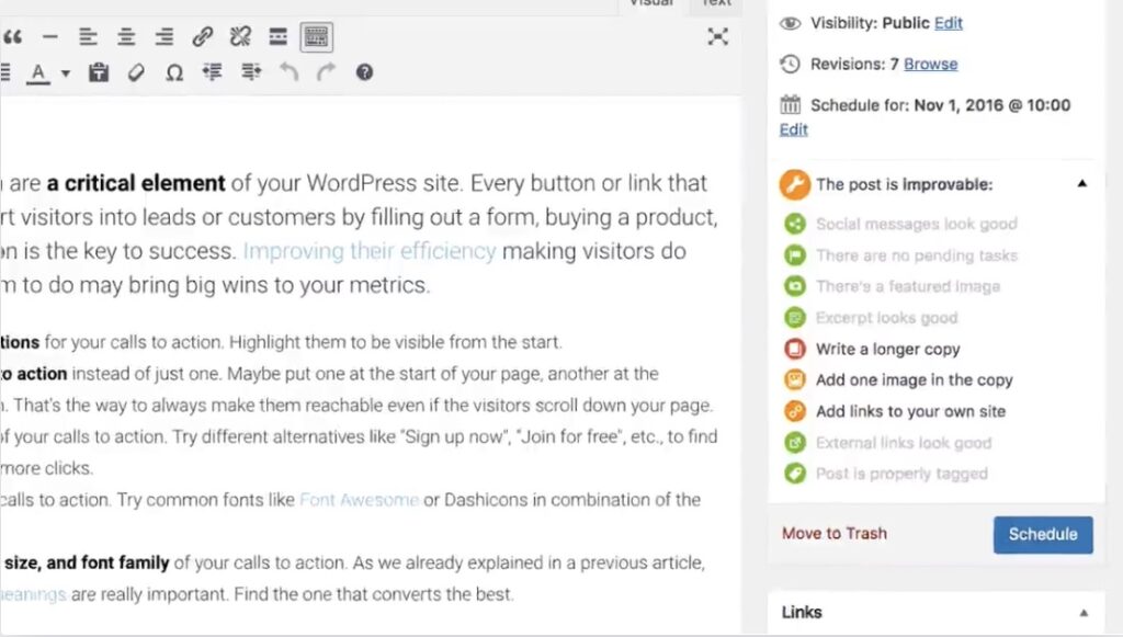 Screenshot of Blog post tips